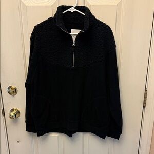 Aerie Black Sherpa Quarter-Zip Pullover